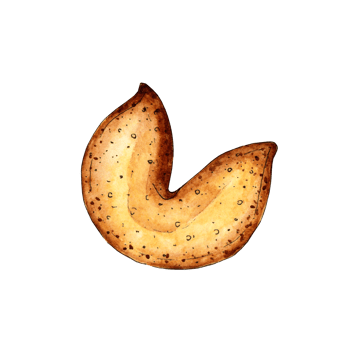 Fortune cookie watercolor painting. Chinese holiday cookies. Chinese New Year. Fortune-telling cookies with fortune telling. Isolated. Drawn by hand. png