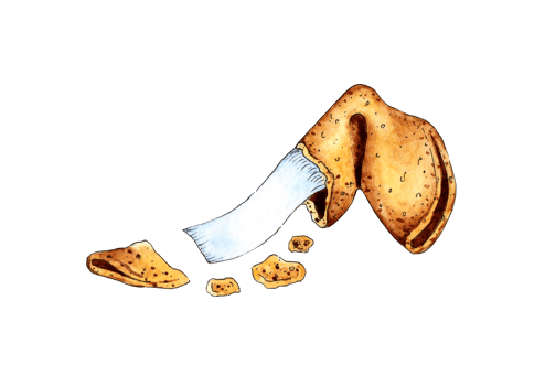 Fortune cookie watercolor painting. Chinese holiday cookies. Chinese New Year. Fortune-telling cookies with fortune telling. Isolated. Drawn by hand. png