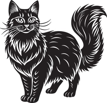 Black and White Cartoon Illustration Siberian Cat. illustration vector