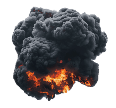 AI generated Intense Explosion Fireball with Smoke png