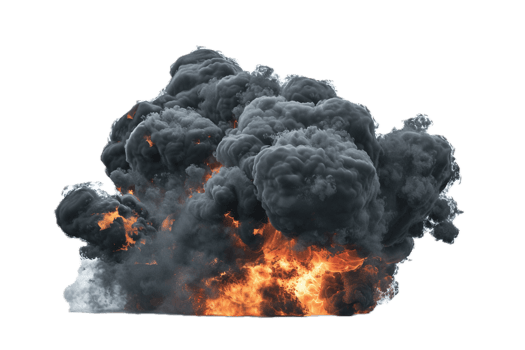AI generated Intense Explosion Fireball with Smoke png