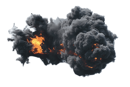 AI generated Intense Explosion Fireball with Smoke png
