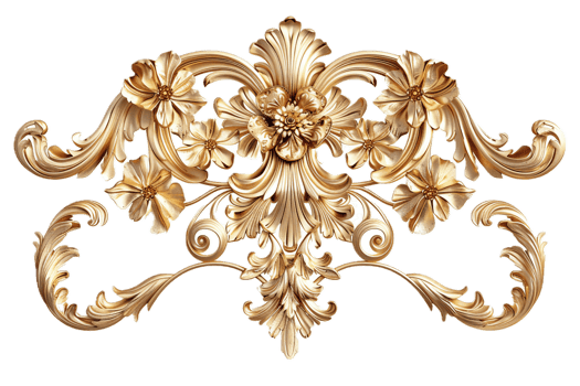 AI generated Ornate Golden Floral Baroque Ornament png