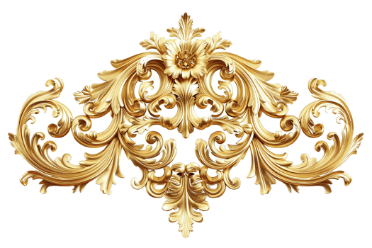 AI generated Ornate Golden Floral Baroque Ornament png