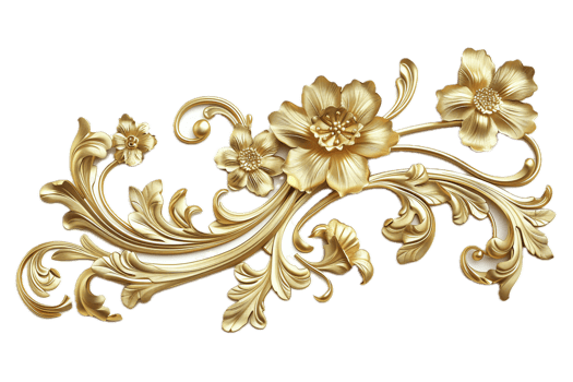 AI generated Ornate Golden Floral Baroque Ornament png