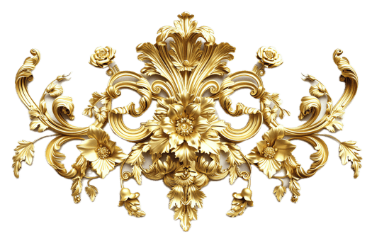 AI generated Ornate Golden Floral Baroque Ornament png