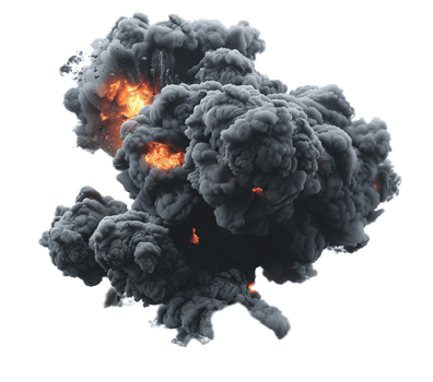 AI generated Intense Explosion Fireball with Smoke png