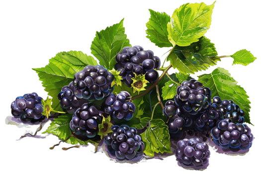 AI generated Ripe Blackberries with Leaves png