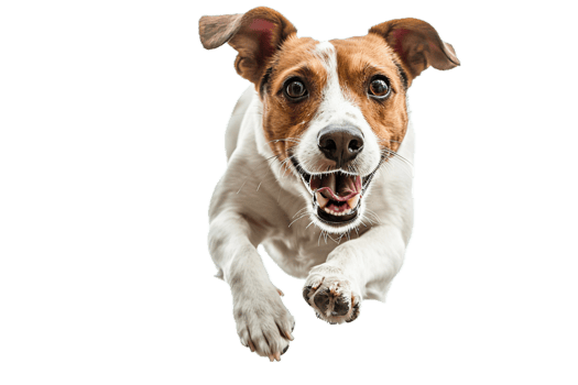 AI generated Energetic Speckled Dog Leaping in the Air png