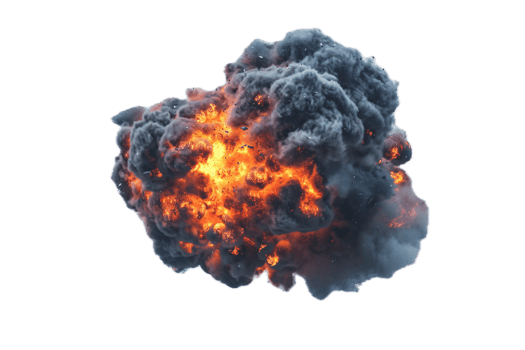 AI generated Intense Explosion Fireball with Smoke png