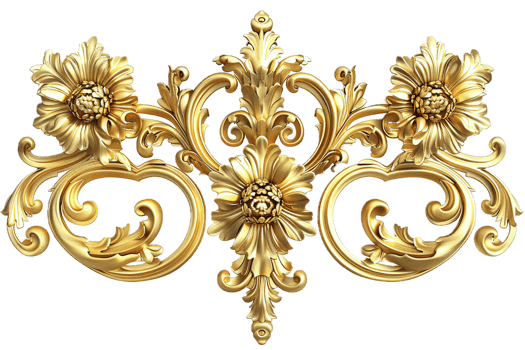 AI generated Ornate Golden Floral Baroque Ornament png