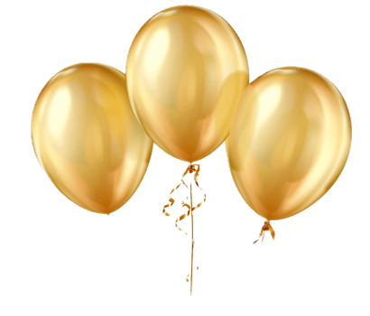 AI generated Three Golden Balloons with Elegant Ribbons png