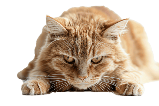 AI generated Stern Ginger Cat with Intense Gaze png