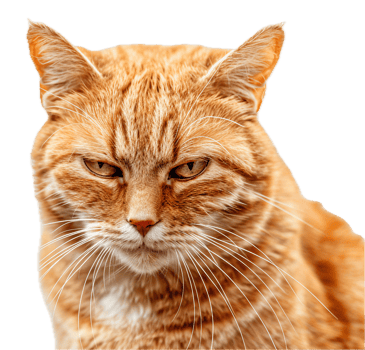 AI generated Stern Ginger Cat with Intense Gaze png