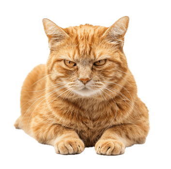 AI generated Stern Ginger Cat with Intense Gaze png