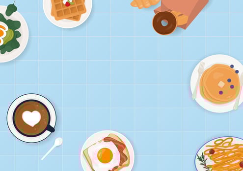 Coffee and breakfast on blue background vector