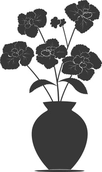 AI generated Silhouette lantana flower in the vase black color only vector