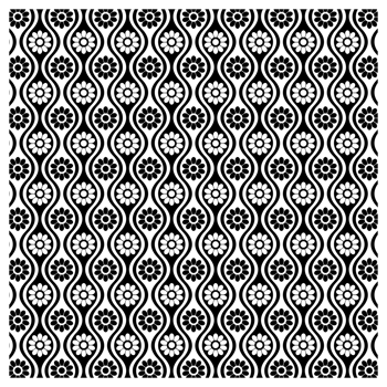 Retro Black and White Daisy Flowers Sixties Style Background Pattern png