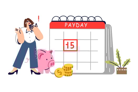 Payday mark on woman personal calendar reminding to pay taxes or make loan payment vector