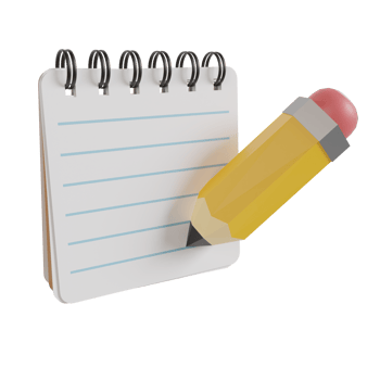 3d Notebook With Pencil Illustration Icon png