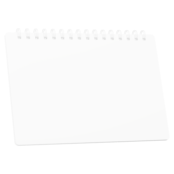 Blank and white notebook with spiral without background. Template for mockup png