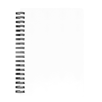 Blank and white notebook with spiral without background. Template for mockup png