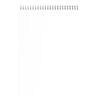 Blank and white notebook with spiral without background. Template for mockup png