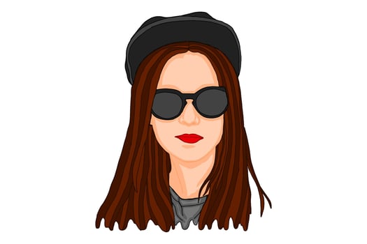 Summer Theme Woman Wearing Sunglasses Vector