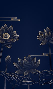 gold linear lotus vertical illustration vector