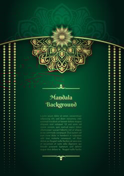 luxury green background, with gold mandala ornaments vector