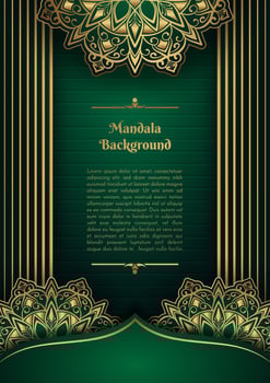 luxury green background, with gold mandala ornaments vector