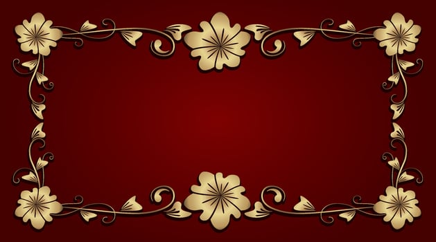 gold ornamental floral frame, vintage background vector