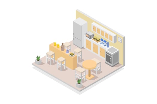 Kitchen room isometric in vector