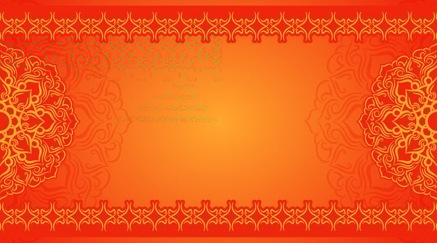 red and yellow background with mandala decoration vector