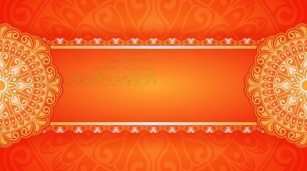 red and yellow background with mandala decoration vector