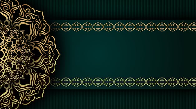 dark green background with gold mandala ornament vector