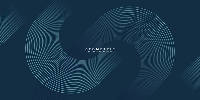 Dark blue abstract background with glowing geometric lines. Modern shiny blue rounded square lines pattern. Elegant graphic design. Futuristic technology concept. illustration vector