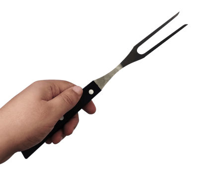 Hand holding a barbecue fork on transparent background png
