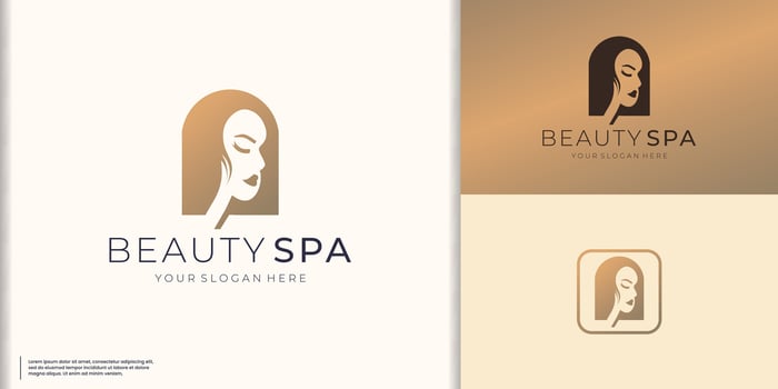 beauty woman logo template vector illustration with golden color