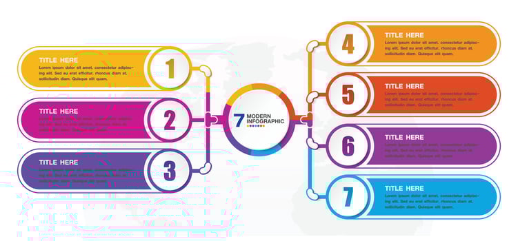Infographic process design with icons and 7 options or steps. vector