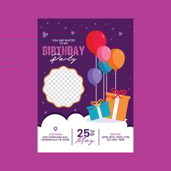 Happy Birthday Invitation card template with photoMobile vector