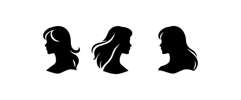 Woman head silhouette, face profile, vignette. Hand drawn illustration, isolated on white background. Design for invitation, greeting card, vintage style. vector