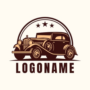Vintage car logo template, retro car vector illustration