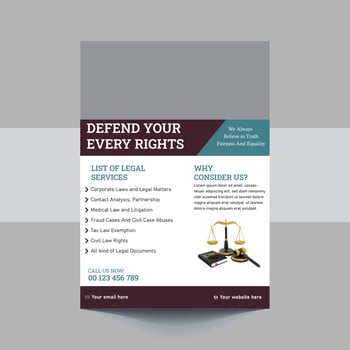 A4 Law Firm Flyer Template, Law Firm and Legal Services Flyer, Law Firm And Consultancy Flyer, Legal Corporate Law Firm Business Flyer poster leaflet or pamphlet template design vector