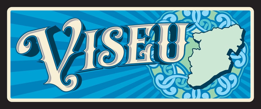 Viseu portuguese province, Portugal tin plate vector