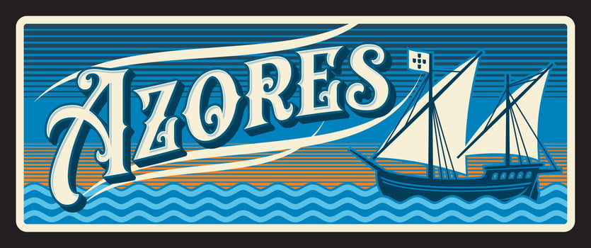 Azores portuguese province travel plate vector