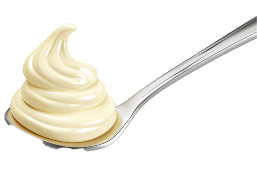 AI generated Creamy Mayonnaise Swirl on White Spoon png