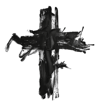 AI generated Abstract Black and White Cross Painting png
