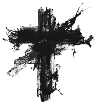 AI generated Abstract Black and White Cross Painting png