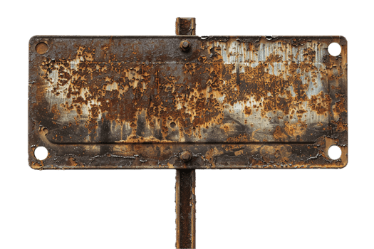 AI generated Old Rusty Metal Sign on a Post png